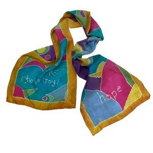 Vintage Rainbow Positive Affirmations Saying Colorful Silk Scarf by Laura